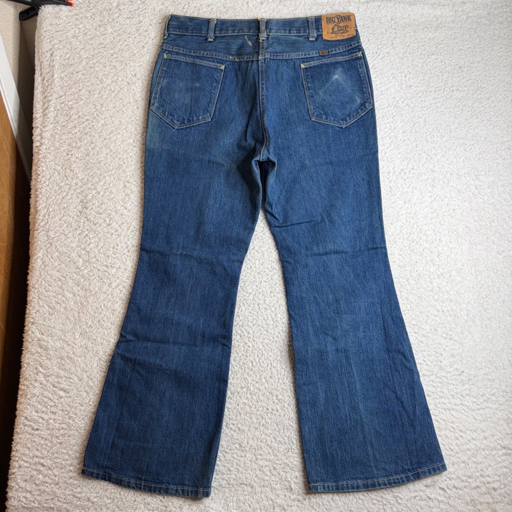 Vintage 70s Big Yank Flare Jeans Mens 38x29 (34x29) Blue Union Made USA talon